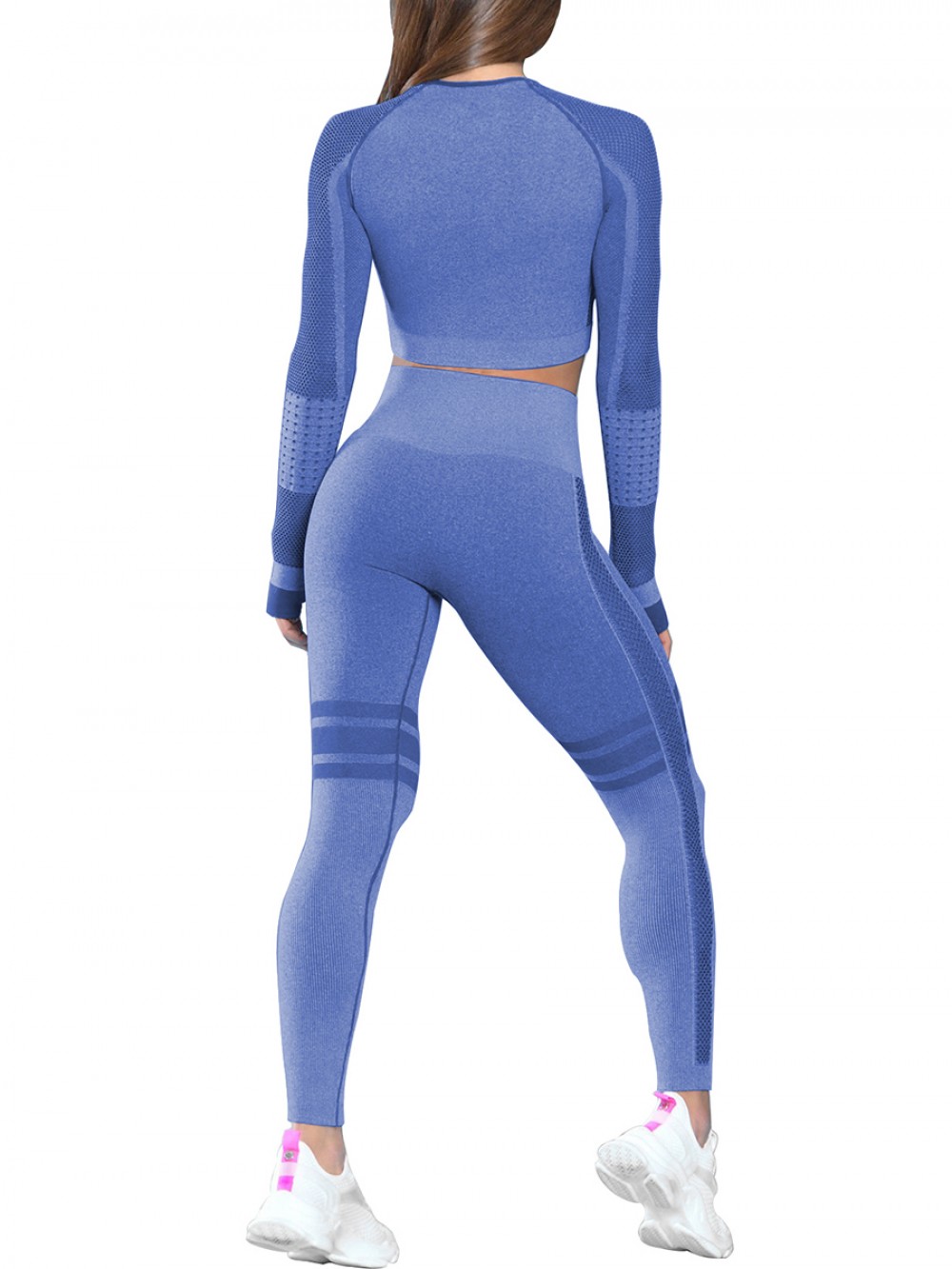 Poolside Royal Blue Stripe Mesh Sports Suit For Runner